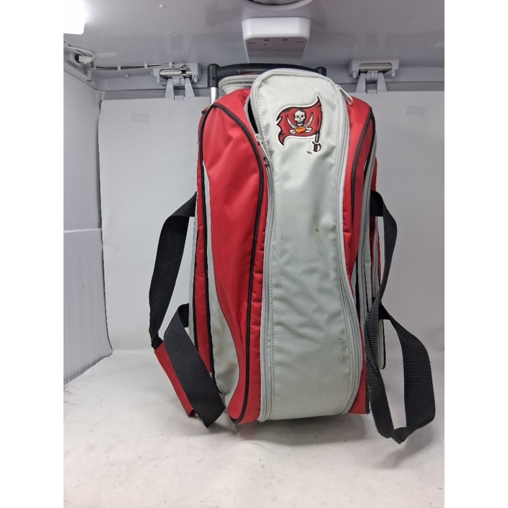 NFL Tampa Bay Buccaneers Rolling Bowling Bag Red Grey Two Ball Tote Wheels